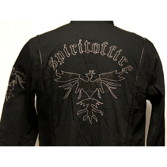 El General Black Collared Button Down Shirt Embroidered Spirit of fire Bird XL - Picture 6 of 9
